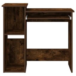 Berkfield Home Desk with Shelves Smoked Oak 84x40x78 cm Engineered Wood in Brown - Size: 84 x 40 x 78 cm - thumbnail 5