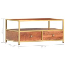 Berkfield Home Coffee Table 90x50x40 cm Solid Acacia Wood in Brown - Size: 90 x 50 x 40 cm - thumbnail 6