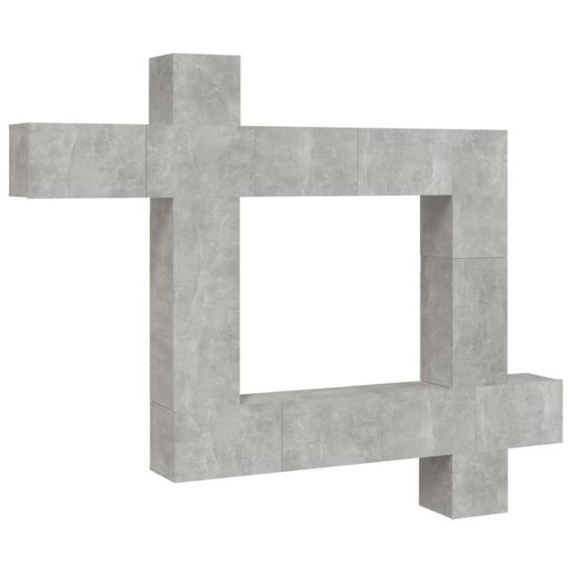 Berkfield Home 9 Piece TV Cabinet Set Concrete Grey Engineered Wood - image 1