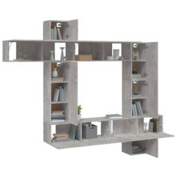 Berkfield Home 9 Piece TV Cabinet Set Concrete Grey Engineered Wood - thumbnail 4
