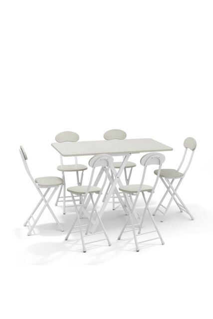 Living and Home 7pcs Folding Table and 6 Chairs Set Indoor Outdoor Bistro Kitchen Dining Set Furniture in White - image 1