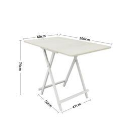 Living and Home 7pcs Folding Table and 6 Chairs Set Indoor Outdoor Bistro Kitchen Dining Set Furniture in White - thumbnail 7