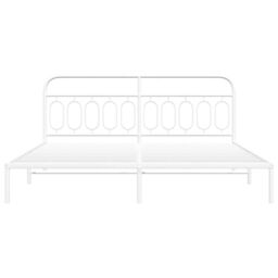 Berkfield Home Metal Bed Frame without Mattress with Headboard White 200x200cm - Size: 200x200 cm - thumbnail 4