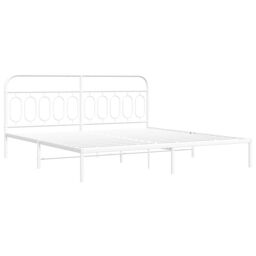 Berkfield Home Metal Bed Frame without Mattress with Headboard White 200x200cm - Size: 200x200 cm - thumbnail 3