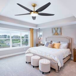 NIVOR 142cm 5 Blade Reversible Ceiling Fan With LED Light & Remote Control in Jet Black - thumbnail 8