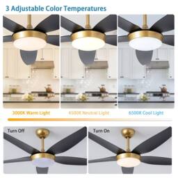 NIVOR 142cm 5 Blade Reversible Ceiling Fan With LED Light & Remote Control in Jet Black - thumbnail 6