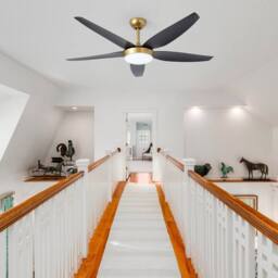 NIVOR 142cm 5 Blade Reversible Ceiling Fan With LED Light & Remote Control in Jet Black - thumbnail 9