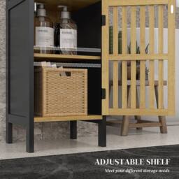 Wyld Haus Lettari Retro Bamboo Blend Bathroom Storage Cabinet Black & Natural - thumbnail 7