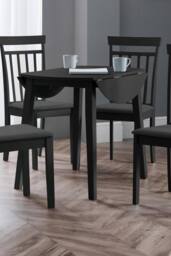 Julian Bowen Coast Round 2-4 Seater Drop Leaf Dining Table in Black - thumbnail 1