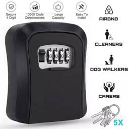 Kelvenix Outdoor Security Wall Mounted Key Safe Box in Black - thumbnail 3