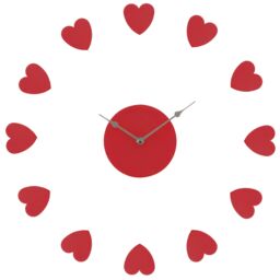 Orsina Heart Plastic DIY Wall Clock in Red