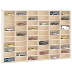 Berkfield Home Wall Display Cabinet with 60 Compartments 60x4.5x40.5 cm in Natural - thumbnail 1
