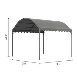Living and Home 10x10ft Outdoor Garden Metal Arched Pergola with Shade in Dark Grey - thumbnail 9