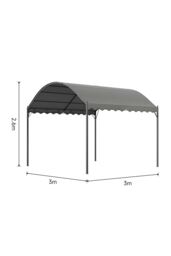 Living and Home 10x10ft Outdoor Garden Metal Arched Pergola with Shade in Dark Grey - thumbnail 6