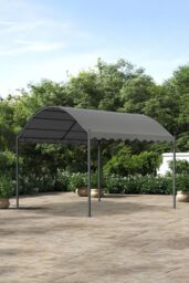 Living and Home 10x10ft Outdoor Garden Metal Arched Pergola with Shade in Dark Grey - thumbnail 1