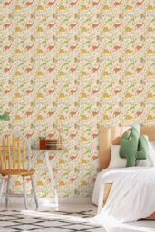 Hoopla Walls Jurassic Party 10m Matt Wallpaper in Orange