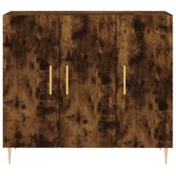 Berkfield Home Sideboard Smoked Oak 90x34x80 cm Engineered Wood in Brown - Size: 90 x 34 x 80 cm - thumbnail 6