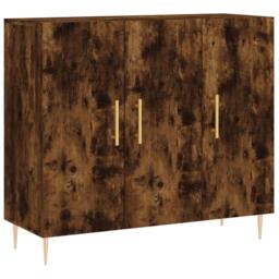 Berkfield Home Sideboard Smoked Oak 90x34x80 cm Engineered Wood in Brown - Size: 90 x 34 x 80 cm - thumbnail 1