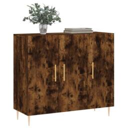 Berkfield Home Sideboard Smoked Oak 90x34x80 cm Engineered Wood in Brown - Size: 90 x 34 x 80 cm - thumbnail 3