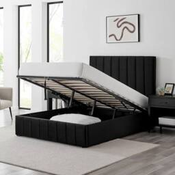 Modish Furnishing Maddison Black Velvet Ottoman Storage Bed - Size: Double - thumbnail 2