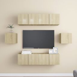 Berkfield Home 6 Piece TV Cabinet Set Sonoma Oak Engineered Wood in Brown - thumbnail 1