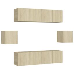 Berkfield Home 6 Piece TV Cabinet Set Sonoma Oak Engineered Wood in Brown - thumbnail 2