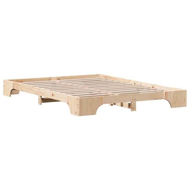 Berkfield Home Bed Frame Natural Solid Pine Wood 140 x 200 cm Durable in Beige - image 1