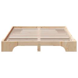 Berkfield Home Bed Frame Natural Solid Pine Wood 140 x 200 cm Durable in Beige - thumbnail 5
