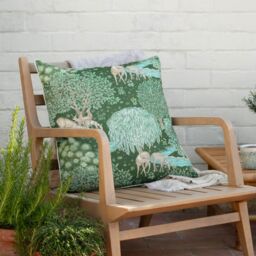 Morris & Co The Brook Printed Outdoor Cushion in Green - Size: 55 cm x 55 cm - thumbnail 1