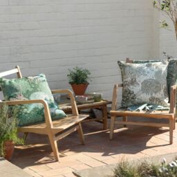 Morris & Co The Brook Printed Outdoor Cushion in Green - Size: 55 cm x 55 cm - thumbnail 5