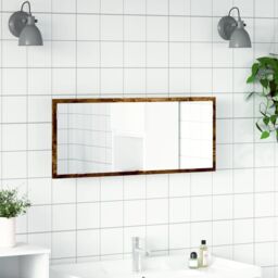 Berkfield Home LED Bathroom Mirror Smoked Oak 100x8.5x37 cm Engineered Wood in Brown - thumbnail 4