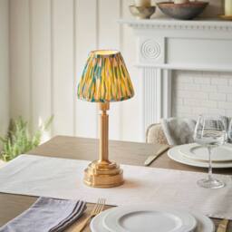 Netlighting Upton Rechargeable Yellow Table Lamp Jade Fabric Ikat Shade 16cm - thumbnail 2