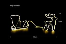 Shatchi Reindeer with Sleigh Neon Effect Rope Light Silhouette Double Side 90 Warm White LEDs in Yellow