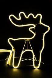 Shatchi Reindeer with Sleigh Neon Effect Rope Light Silhouette Double Side 90 Warm White LEDs in Yellow - thumbnail 4