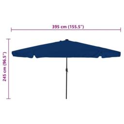 Berkfield Home Garden Parasol with LED Lights √ò395x245 cm Azure Blue - Size: 395x245 cm - thumbnail 8