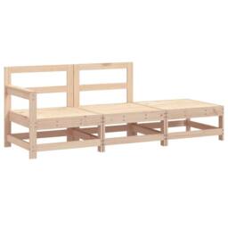 Berkfield Home 3 Piece Garden Lounge Set Solid Wood Pine in Brown