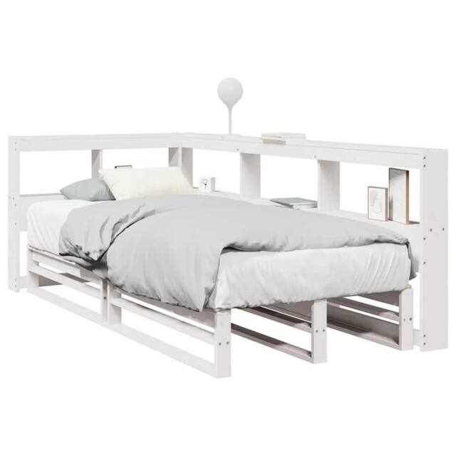 Berkfield Home Bookcase Bed without Mattress White 90x200cm Solid Wood Pine - Size: 90x200 cm - image 1