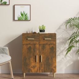Berkfield Home Sideboard Smoked Oak 69.5x34x90 cm Engineered Wood in Brown - thumbnail 1