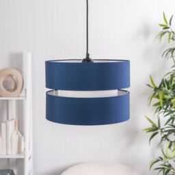 ValueLights Sophia Tier Large 35cm Drum Easy Fit Ceiling Light Lamp Shade & Bulb in Navy - Size: 14 inches - thumbnail 9