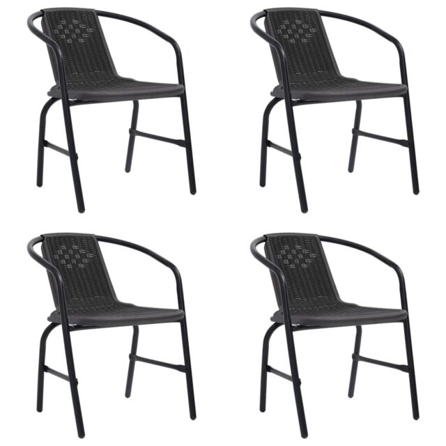 Berkfield Home Garden Chairs 4 pcs Plastic Rattan & Steel 110 kg in Black - image 1