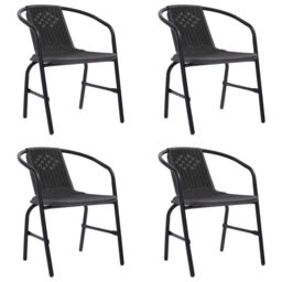 Berkfield Home Garden Chairs 4 pcs Plastic Rattan & Steel 110 kg in Black - thumbnail 1