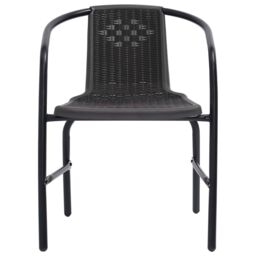 Berkfield Home Garden Chairs 4 pcs Plastic Rattan & Steel 110 kg in Black - thumbnail 3