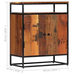 Berkfield Home Side Cabinet 60x35x76 cm Solid Reclaimed Wood & Steel in Brown - Size: 60 x 35 x 76 cm - thumbnail 6