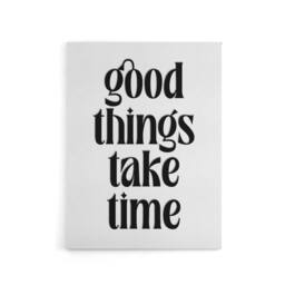 "Artery8 Good Things Take Time Black White Bright Simple Canvas Wall Art Print - Size: W12"" x H16""" - thumbnail 1