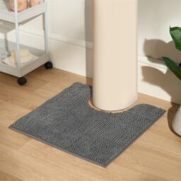 OHS Chenille Pedestal Bath Mat Absorbent Non-Slip Soft Shower in Charcoal - thumbnail 1