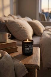 Living and Home Black Glass Cup Soy Wax Scented Candle with Wooden Lid - thumbnail 4
