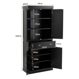 Costway Wood Tall Storage Cabinet 2 Doors Display Organizer Freestanding Pantry Cupboard in Black - thumbnail 3