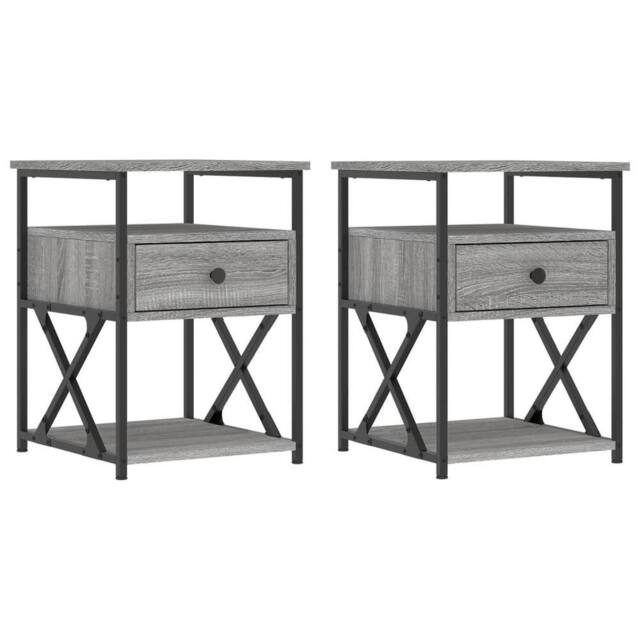 Berkfield Home Bedside Cabinets 2 pcs Grey Sonoma 40x42x55 cm Engineered Wood - Size: 40 x 42 x 55 cm - image 1