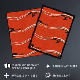 "Artery8 Vintage Pattern Abstract Birds in Red Wall Art Print Korin - Size: W24"" x H32""" - thumbnail 2