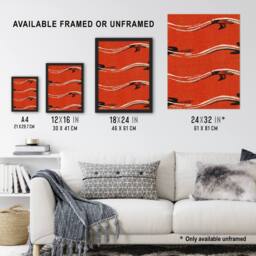 "Artery8 Vintage Pattern Abstract Birds in Red Wall Art Print Korin - Size: W24"" x H32""" - thumbnail 3